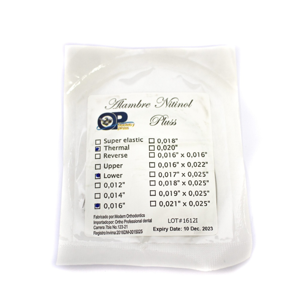 Arco Nitinol Paquete X10 Marca O P ORTHOPROFESSIONAL